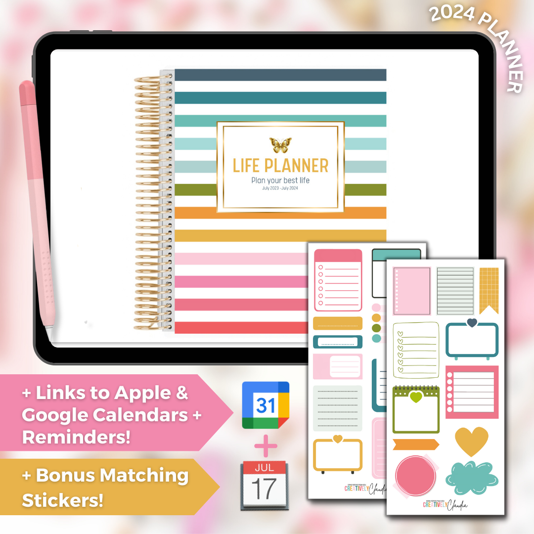 Digital Life Planner - Tie Dye - 2023-2024 - iPad, Tablet, Google Slides