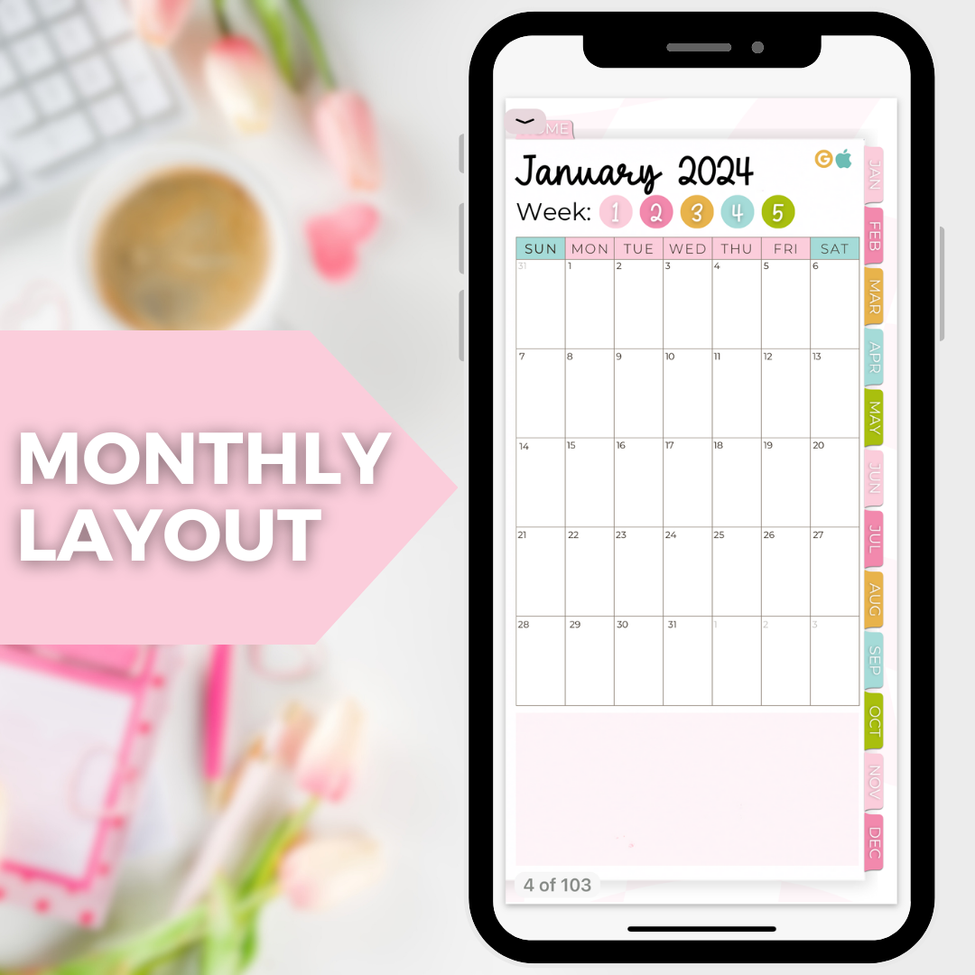 2024 Fully Hyperlinked Phone Planner (w/ Links to Google & Apple Calendars + Reminders)