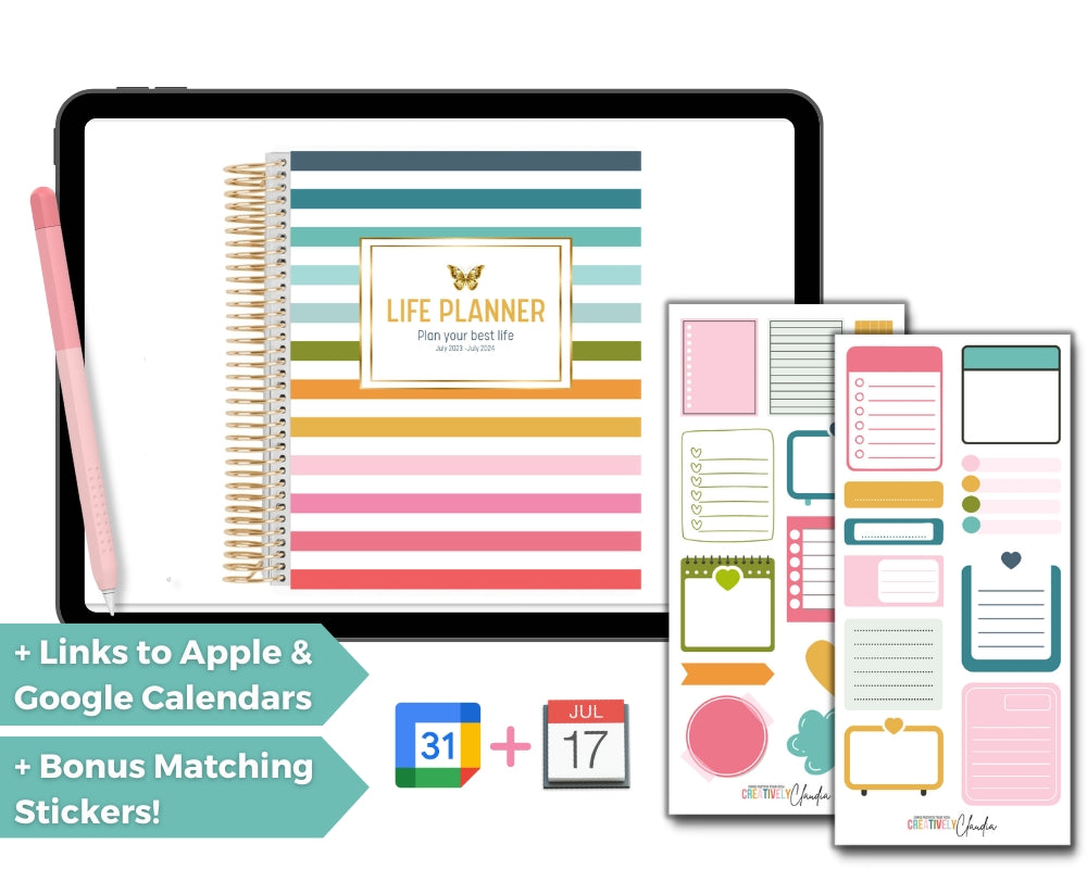 Fully Hyperlinked Life Planner (2023-2024 w/ Google + Apple Links