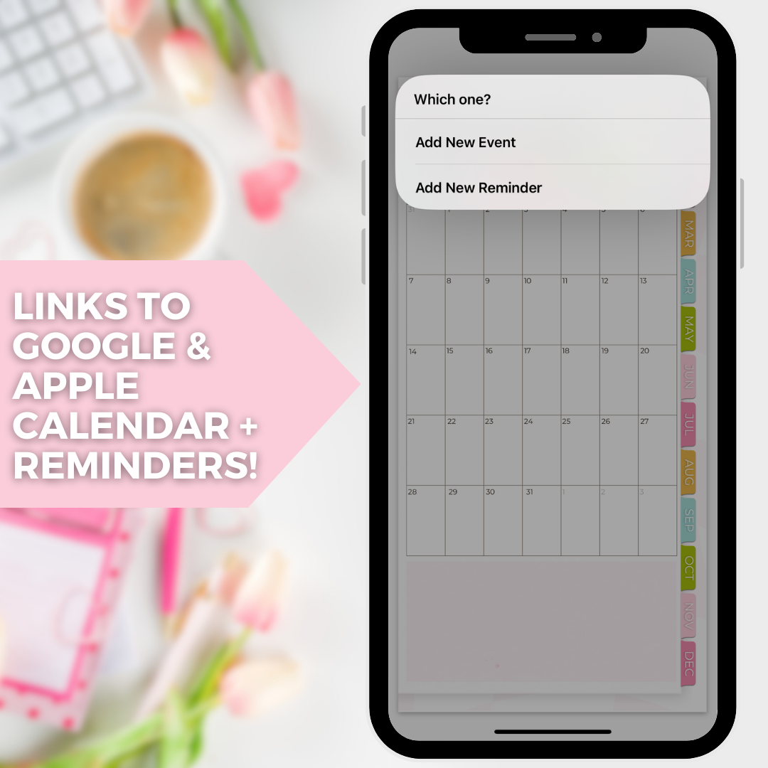 2024 Fully Hyperlinked Phone Planner (w/ Links to Google & Apple Calendars + Reminders)