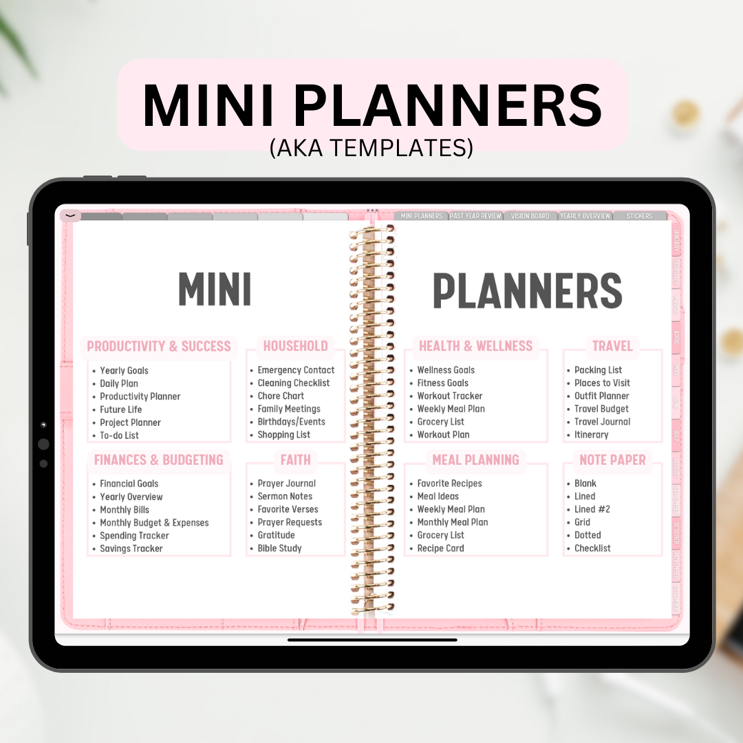 2024 Fully Hyperlinked Pink Minimalistic Life Planner (w/ Links to Google & Apple Calendars + Reminders)