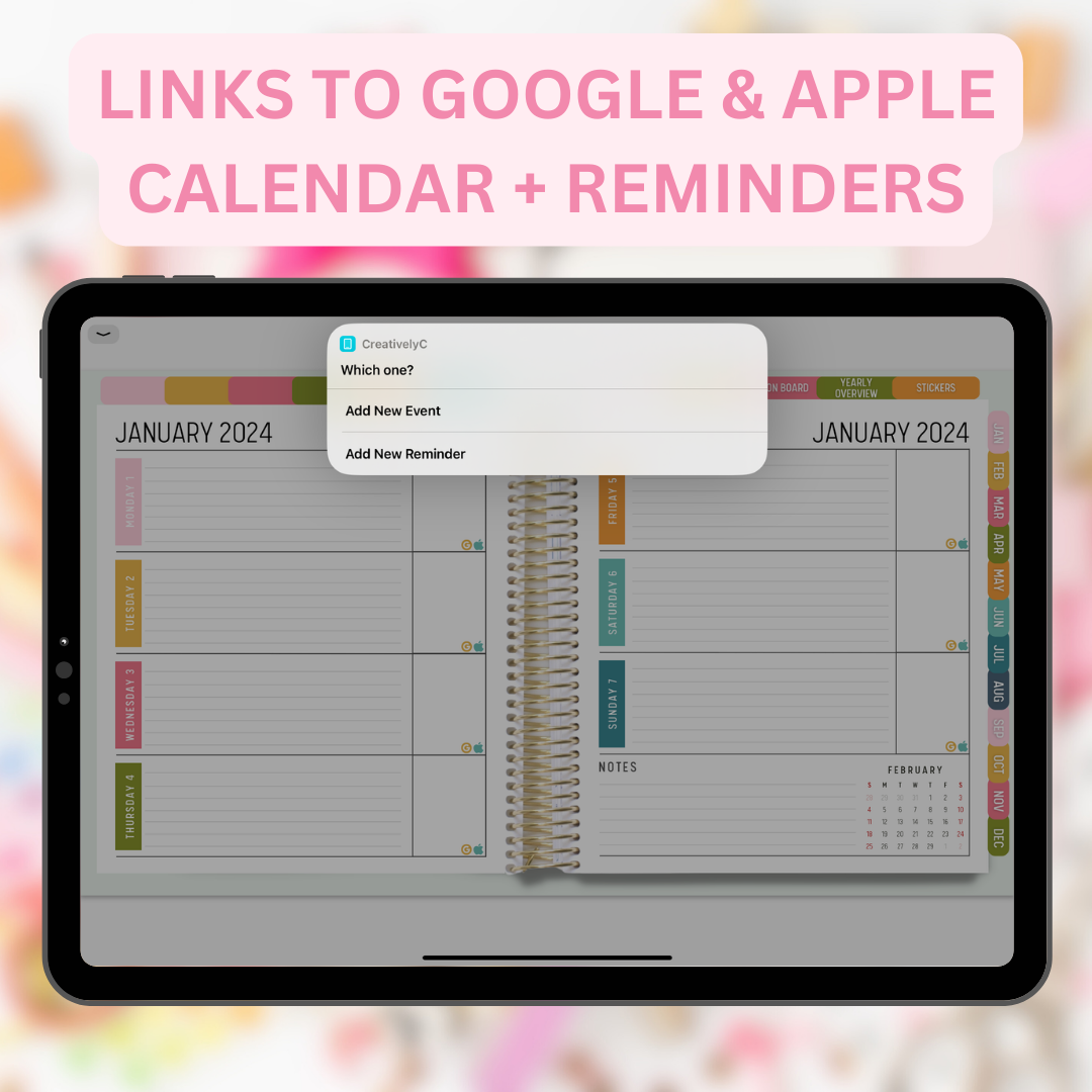 2024 Fully Hyperlinked Life Planner (w/ Links to Google & Apple Calendars +  Reminders)