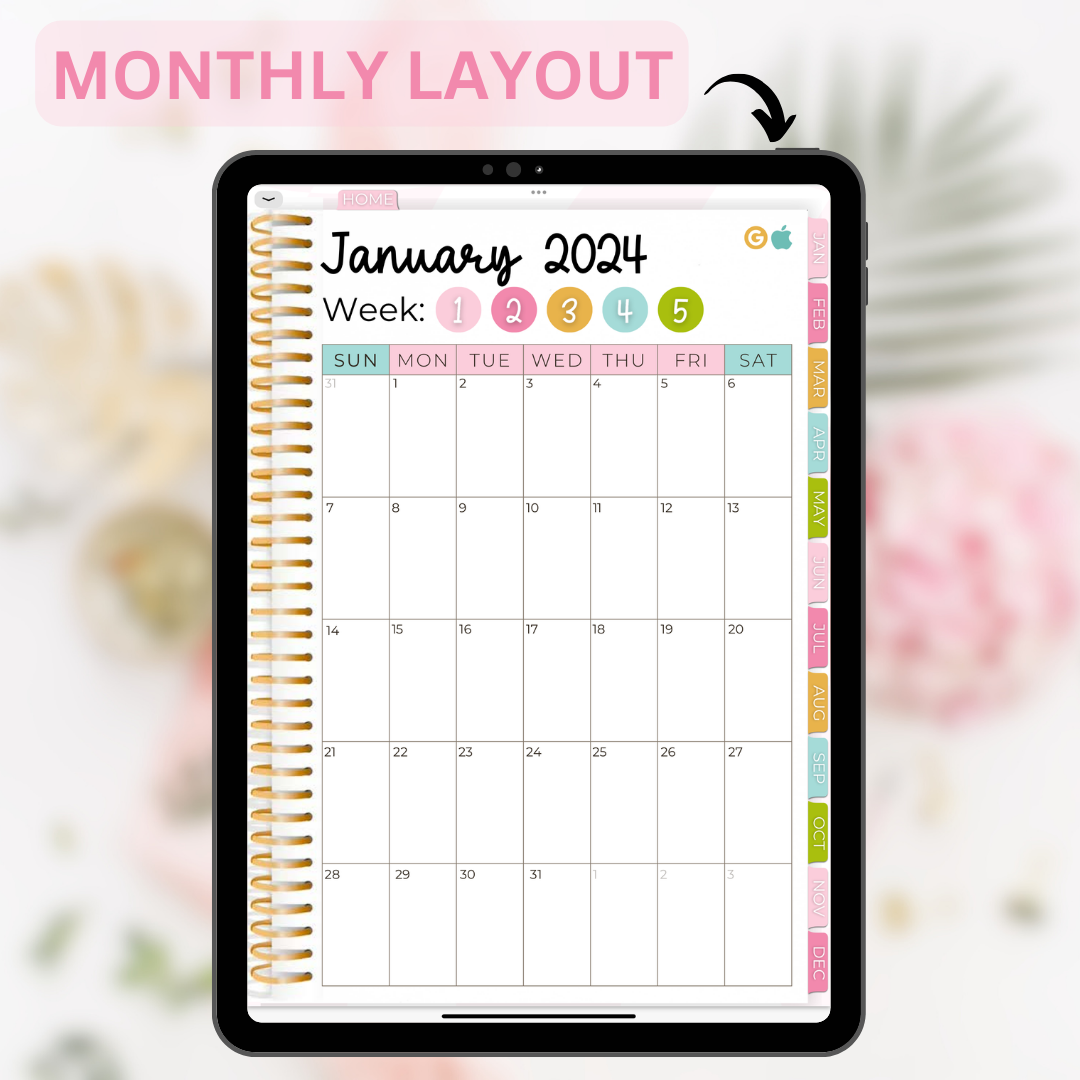 2024 Fully Hyperlinked Vertical Planner (w/ Links to Google & Apple Calendars + Reminders)